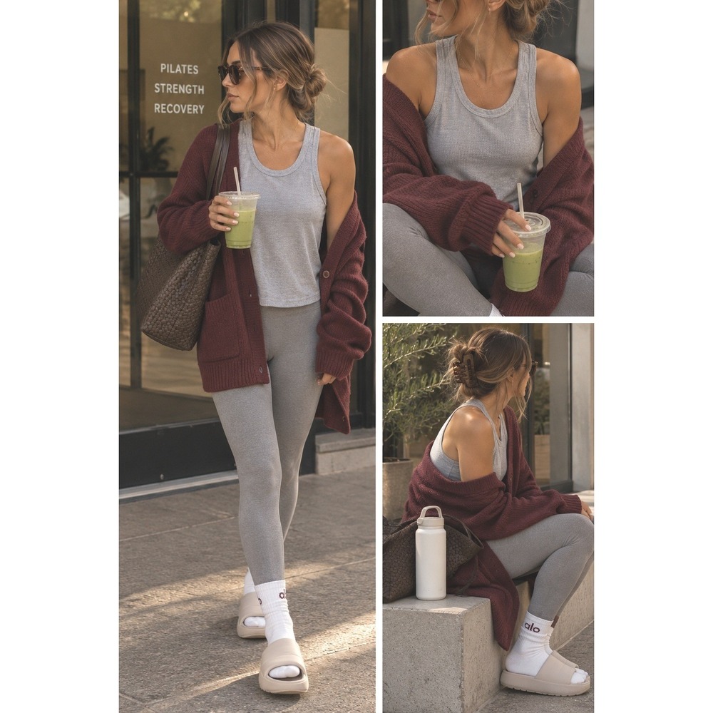Fabletics XXL tank racerback gray comfort loose fit gym activewear fall layers